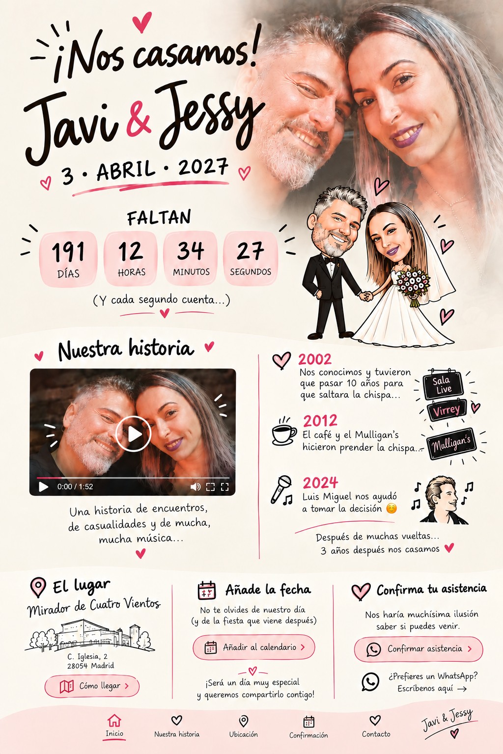 Invitación de boda de Javi y Jessy